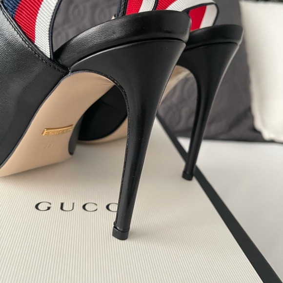 Gucci Sylvia web leather sling back pumps NEW! - Picture 8 of 8